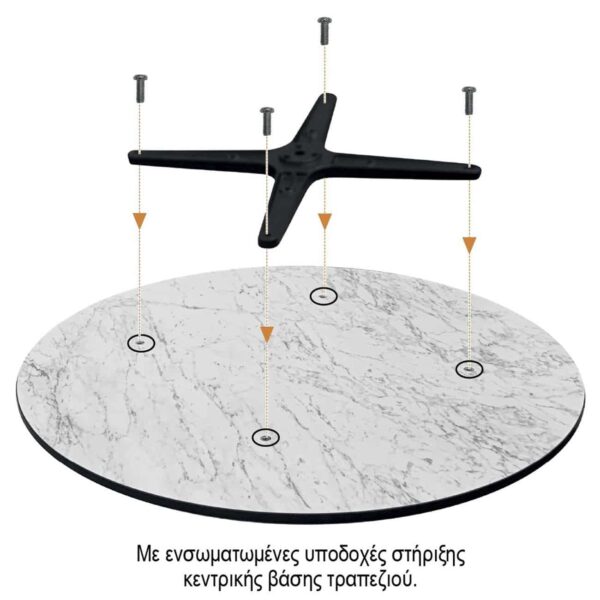 HPL (High Pressure Laminated) Επιφάνεια Τραπεζιού Απόχρωση White Marble, UV Φ80cm/12mm - Image 6