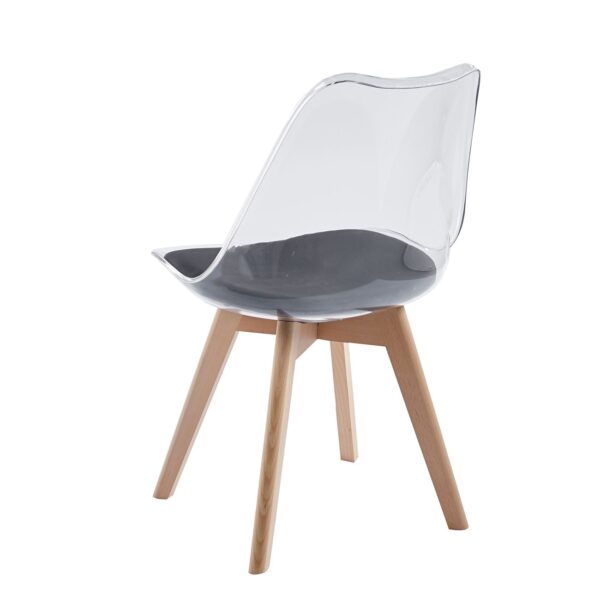 MARTIN Καρέκλα Ξύλο, PET Clear, PU Μαύρο, Μονταρισμένη Ταπετσαρία 49x57x82cm - Image 8