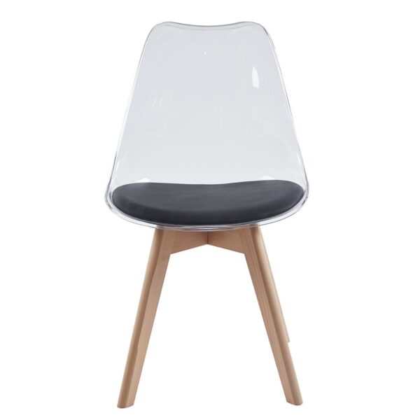 MARTIN Καρέκλα Ξύλο, PET Clear, PU Μαύρο, Μονταρισμένη Ταπετσαρία 49x57x82cm - Image 9