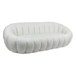 BEVERLY Καναπές 3θ - Σαλονιού - Καθιστικού, Teddy Ύφασμα Άσπρο 199x96x62cm - Image 4