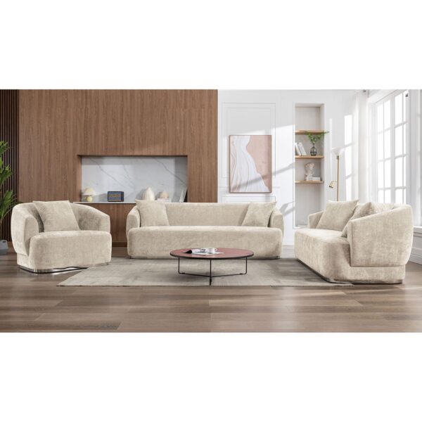 CARACAS Set Σαλόνι - Καθιστικό Πολυθρόνα-2Θέσιος-3Θέσιος, Ύφασμα Μπεζ 110x98/193x98/232x98 x H80cm - Image 4