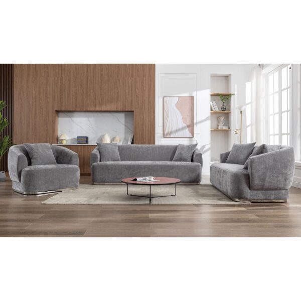 CARACAS Set Σαλόνι - Καθιστικό Πολυθρόνα-2Θέσιος-3Θέσιος, Ύφασμα Γκρι 110x98/193x98/232x98 x H80cm - Image 4