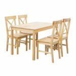 DAILY Set Τραπεζαρία Ξύλινη Σαλονιού - Κουζίνας: Τραπέζι + 4 Καρέκλες, Φυσικό Pine Table:118x74x73 Chair:43x48x94 - Image 4