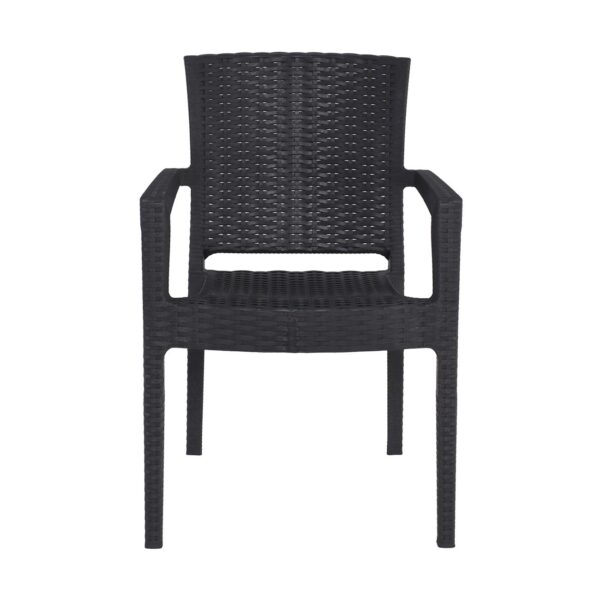 LORA-Pro Πολυθρόνα Στοιβαζόμενη, PP (Rattan Look) Απόχρωση Ανθρακί 58x61x87cm - Image 11