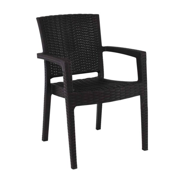 LORA-Pro Πολυθρόνα Στοιβαζόμενη, PP (Rattan Look) Απόχρωση Καφέ Σκούρο 58x61x87cm - Image 8