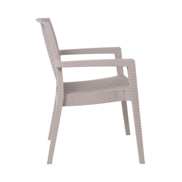 LORA-Pro Πολυθρόνα Στοιβαζόμενη, PP (Rattan Look) Απόχρωση Μπεζ 58x61x87cm - Image 9