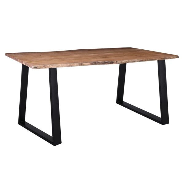 LIZARD-W Slim Τραπέζι Κουζίνας-Τραπεζαρίας, Μέταλλο Βαφή Μαύρο, Ξύλο Ακακία Φυσικό 140x80x77cm Solid Wood 25mm - Image 4