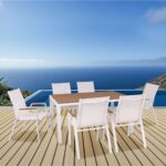 VIRNA Set Τραπεζαρία: Τραπέζι + 6 Πολυθρόνες, Μέταλλο Βαφή Άσπρο, Polywood Φυσικό Table:150x90x73 Chair:56x63x90 - Image 5