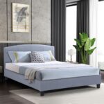 ODEON Κρεβάτι Διπλό για Στρώμα 140x190cm, Ύφασμα Γκρι 148x205x94cm - Image 4