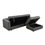 JACKSON Καναπές - Κρεβάτι και Σκαμπό με Χώρους Αποθήκευσης, Ύφασμα Σκούρο Γκρι 193x141x81 H.77 Bed:101x166x40 - Image 8