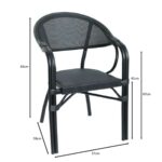 VEGERA Πολυθρόνα Dining Αλουμίνιο Βαφή Μαύρο Textilene Μαύρο, Στοιβαζόμενη 57x58x83cm - Image 6