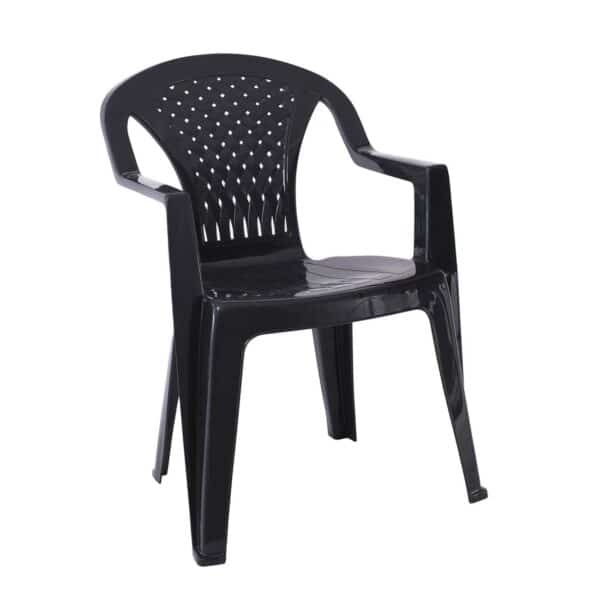 PORTOFINO Πολυθρόνα Τραπεζαρίας Κήπου - Βεράντας, PP Ανθρακί, Στοιβαζόμενη 57x56x80cm - Image 6