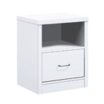 CALIBER Κομοδίνο με 1 Συρτάρι + 1 Ράφι, Απόχρωση Άσπρο 47x39x60cm