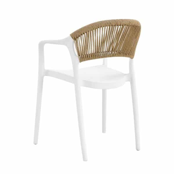 DONNA Πολυθρόνα Στοιβαζόμενη, PP-UV Άσπρο, Rope Wicker Φυσικό 57x55x79cm - Image 10