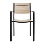 SAGA Πολυθρόνα Στοιβαζόμενη, Μέταλλο Βαφή Μαύρο, PP-UV Tortora 56x57x84cm - Image 11