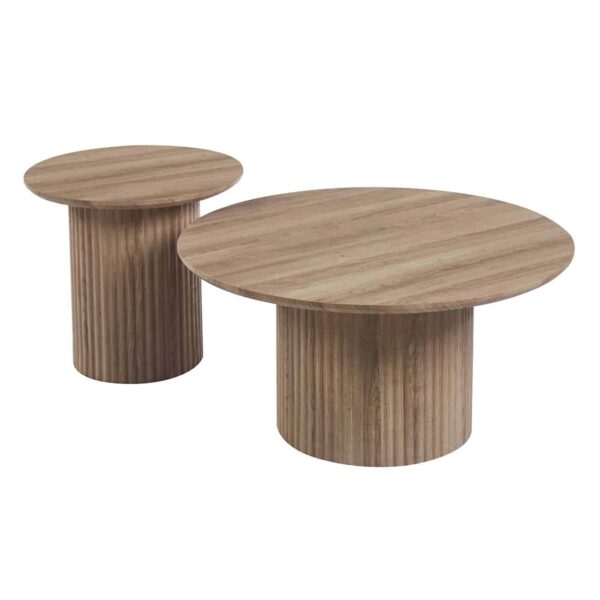 DIAZ Set-2 Τραπεζάκια Σαλονιού-Καθιστικού, ΜDF Απόχρωση Sonoma Φ.50 H.45cm + Φ.80 H.40cm - Image 6