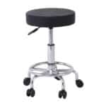 GLORY Σκαμπό με υποπόδιο, Βάση Χρώμιο, PU Μαύρο, Περιστρεφόμενο, Τροχήλατο Φ35 H.47/61cm - Image 4