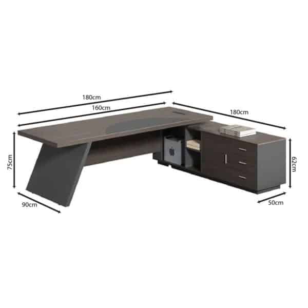 MASTER Γραφείο Δεξιά Γωνία, Απόχρωση Grey Walnut 180x90x75/180x50x62cm - Image 8