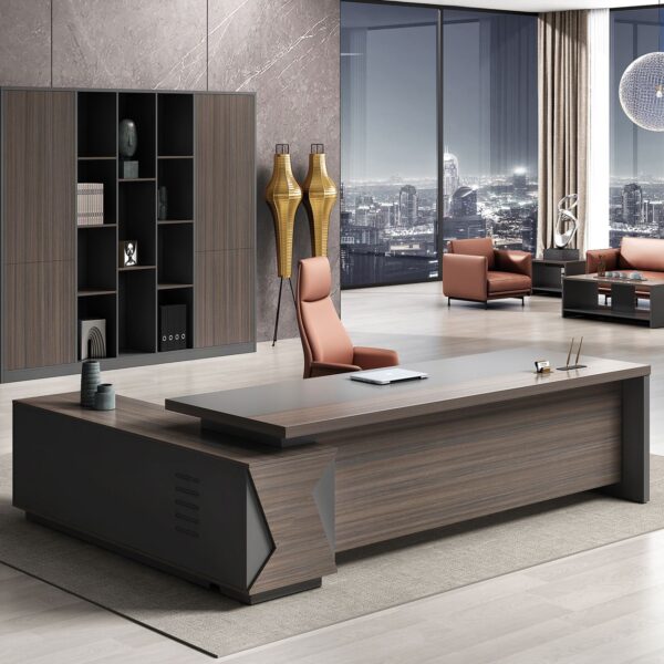 VIP Γραφείο Δεξιά Γωνία, Απόχρωση Grey Walnut 180x90x75/180x50x62 cm - Image 9