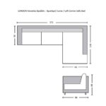 LONDON Καναπές - Κρεβάτι Αριστερή Γωνία, Ύφασμα Ανθρακί Sofa:271x158x90 Bed:137x227cm - Image 14