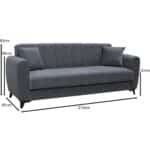 JEROM Καναπές – Κρεβάτι με Αποθηκευτικό Χώρο, 3Θέσιος Ύφασμα Ανθρακί Sofa:210x78x78 Bed:105x180cm - Image 14