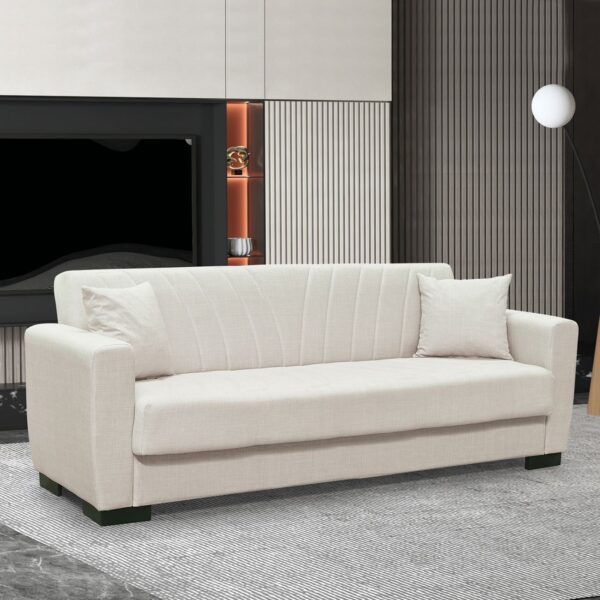 GALAXY Καναπές – Κρεβάτι με Αποθηκευτικό Χώρο, 3Θέσιος Ύφασμα Μπεζ Sofa:210x82x81cm Bed:105x180cm - Image 13