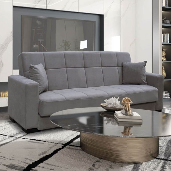 CARSON Καναπές – Κρεβάτι με Αποθηκευτικό Χώρο, 3Θέσιος Ύφασμα Γκρι Sofa:225x94x94cm Bed:120x190cm - Image 13