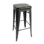 RELIX Σκαμπό Bar Στοιβαζόμενο, Μέταλλο Βαφή Μαύρο, Pu Μαύρο 42x42x76cm - Image 4