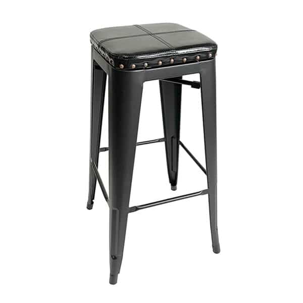 RELIX Σκαμπό Bar Στοιβαζόμενο, Μέταλλο Βαφή Μαύρο, Pu Μαύρο 42x42x76cm - Image 4