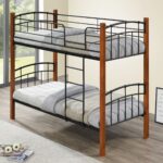 NORTLAN Κρεβάτι Κουκέτα Μέταλλο Βαφή Μαύρο, Ξύλο Καρυδί 97x201x160cm (Στρώμα 90x190cm) - Image 4