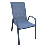 RIO Πολυθρόνα Στοιβαζόμενη Κήπου, Μέταλλο Βαφή Ανθρακί, Textilene Γκρι 54x75x91cm - Image 4