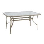 RIO Τραπέζι Κήπου - Βεράντας, Μέταλλο Βαφή Μπεζ, Γυαλί 150x90x71cm - Image 4