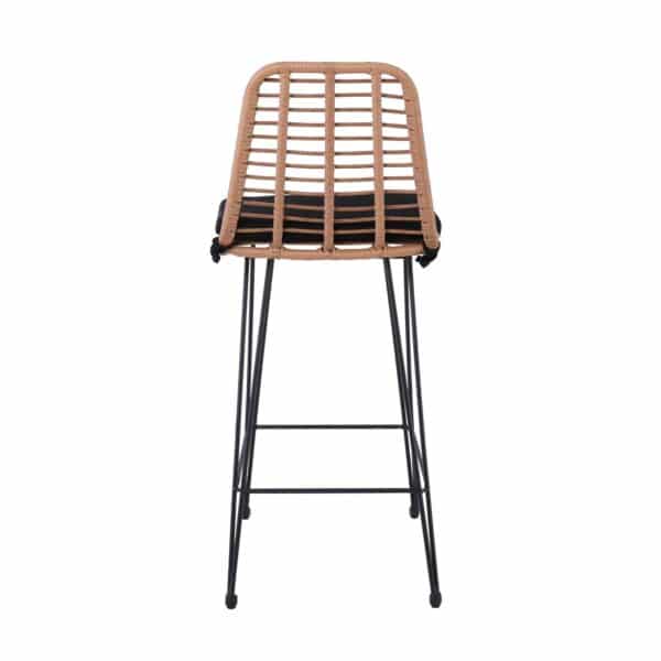 SALSA Σκαμπό BAR-Pro με Πλάτη, Μέταλλο Βαφή Μαύρο - Wicker Φυσικό, με Μαξιλάρι Μαύρο 45x55x75/113cm - Image 9
