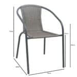 BALENO-W Πολυθρόνα Στοιβαζόμενη, Μέταλλο Βαφή Ανθρακί, Wicker Mixed Grey 52x60x72cm - Image 6