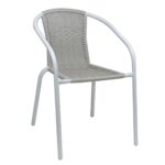 BALENO-W Πολυθρόνα Στοιβαζόμενη, Μέταλλο Βαφή Άσπρο, Wicker Beige 52x60x72cm - Image 5