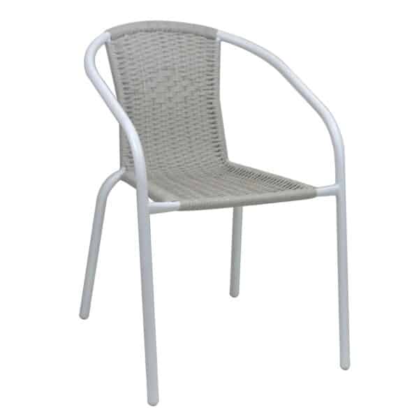 BALENO-W Πολυθρόνα Στοιβαζόμενη, Μέταλλο Βαφή Άσπρο, Wicker Beige 52x60x72cm - Image 5