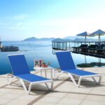 SUMMER K/D Ξαπλώστρα Αλουμίνιο Ανθρακί, PP Άσπρο - Textilene Μπλε 69/58x196x31cm - Image 6