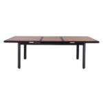 NAPOLI Τραπέζι Dining Κήπου- Βεράντας, Αλουμίνιο Βαφή Μαύρο Επιφάνεια Alu απόχρωσης Ξύλου 186+60x95cm H.77cm - Image 8