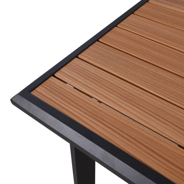 NAPOLI Τραπέζι Dining Κήπου- Βεράντας, Αλουμίνιο Βαφή Μαύρο Επιφάνεια Alu απόχρωσης Ξύλου 186+60x95cm H.77cm - Image 9