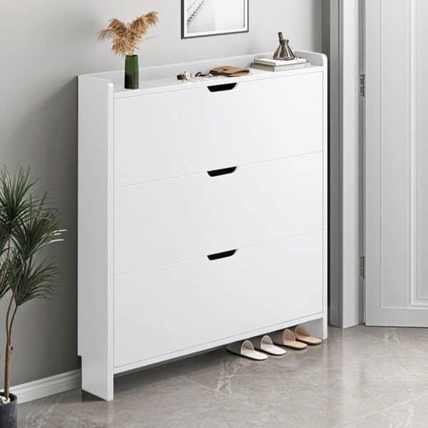 Παπουτσοθήκη MDF - Melamine Απόχρωση Άσπρο 80x17x115cm - Image 4