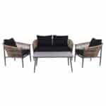 GASBA Set Σαλόνι Κήπου 4τεμ, Alu Ανθρακί, Rope Wicker Φυσικό, Μαξιλάρια Σκούρο Γκρι 2 Πολυθρ+1 Καναπ+1 Τραπεζάκι - Image 5