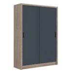 VANITY Ντουλάπα Δίφυλλη - Συρόμενη, Αποχρώσεων Sonoma Oak & Grey 120x60x200cm - Image 5