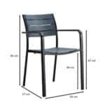 SAGA Πολυθρόνα Στοιβαζόμενη, Μέταλλο Βαφή Μαύρο, PP-UV Ανθρακί 56x57x84cm - Image 12