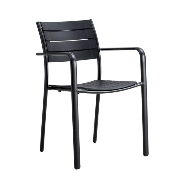 SAGA Πολυθρόνα Στοιβαζόμενη, Μέταλλο Βαφή Μαύρο, PP-UV Μαύρο 56x57x84cm - Image 8