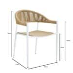 MALTA Πολυθρόνα Στοιβαζόμενη, Μέταλλο Βαφή Άσπρο, PP-UV Μπεζ Rope Wicker Φυσικό 57x57x76cm - Image 5