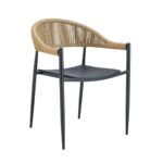 MALTA Πολυθρόνα Στοιβαζόμενη, Μέταλλο Βαφή Μαύρο, PP-UV Μαύρο, Rope Wicker Φυσικό 57x57x76cm - Image 4