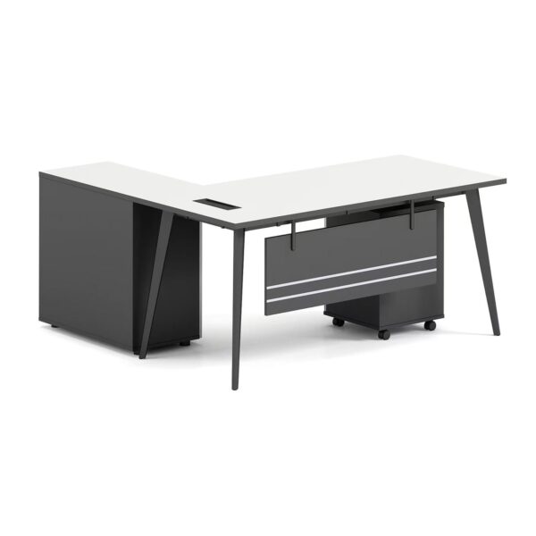 STATUS Γραφείο Γωνία Αναστρέψιμη, Απόχρωση Grey, Επιφάνεια Απόχρωση Άσπρο 180x80/40x75cm - Image 7
