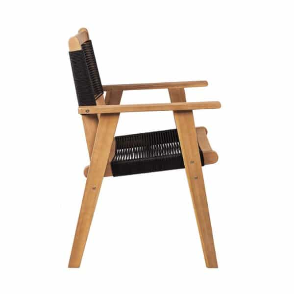 COFFEE Dining Πολυθρόνα Βεράντας - Κήπου, Ξύλο Ακακία Φυσικό, Rope Wicker Μαύρο 56x58x87cm - Image 11
