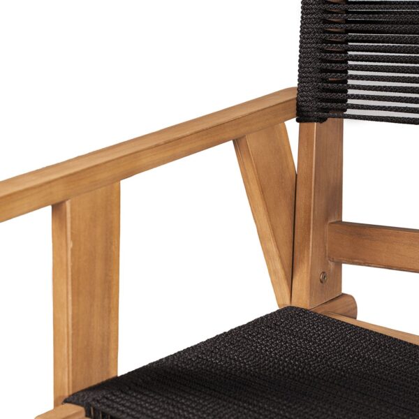 COFFEE Dining Πολυθρόνα Βεράντας - Κήπου, Ξύλο Ακακία Φυσικό, Rope Wicker Μαύρο 56x58x87cm - Image 14