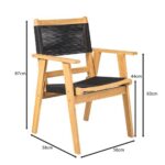 COFFEE Dining Πολυθρόνα Βεράντας - Κήπου, Ξύλο Ακακία Φυσικό, Rope Wicker Μαύρο 56x58x87cm - Image 16